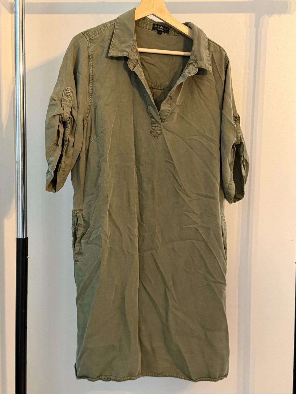 Velvet Heart Olive Green Utility Midi Shirt Dress